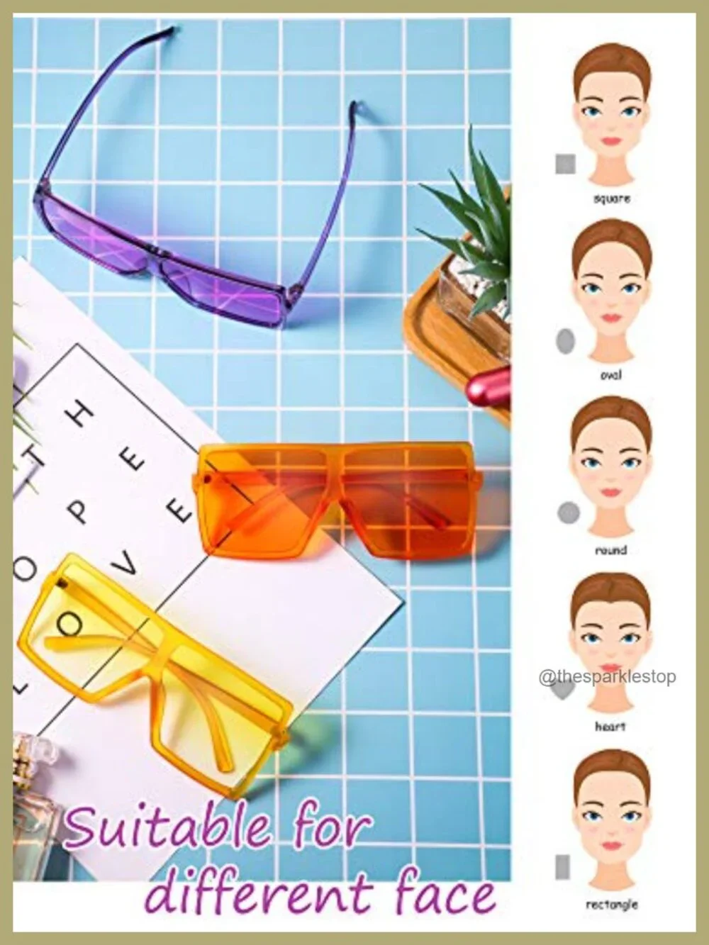 3 Pack Oversized Square Sunglasses Flat Top Fashion Shades